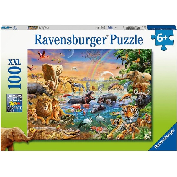 100pc Ravensburger Savannah Jungle Waterhole Jigsaw Puzzle 49x36cm Kids 6y+