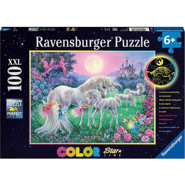 100pc Ravensburger Unicorns In The Moonlight Jigsaw Puzzle 49x36cm Kids 6y+