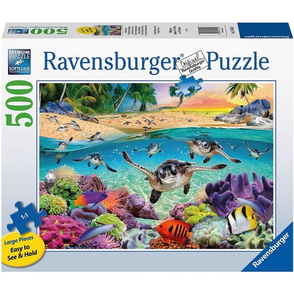 500pc Ravensburger Race Of The Baby Sea Turtles Family Jigsaw Puzzle 70x50cm
