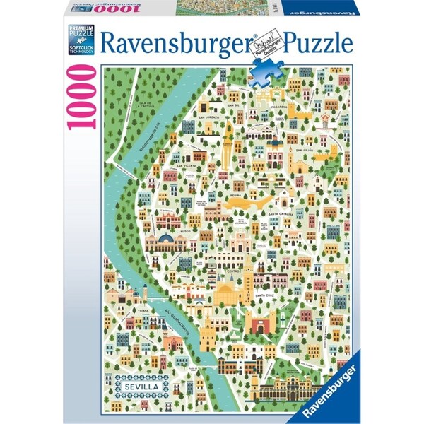 1000pc Ravensburger Map Of Seville Family/Teens Jigsaw Puzzle Game 70x50cm