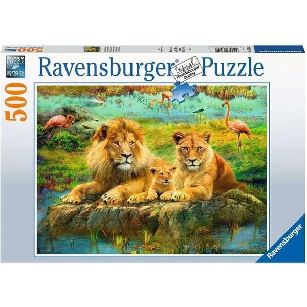 500pc Ravensburger Lions In The Savannah Family Jigsaw Puzzle Game 49x36cm