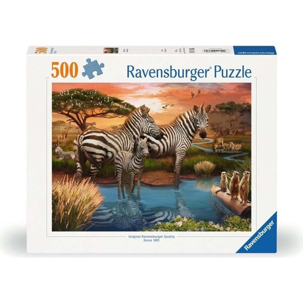 500pc Ravensburger Zebras At Waterhole Family Jigsaw Puzzle Game/Toy 49x36cm