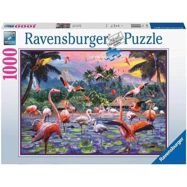 1000pc Ravensburger Pink Flamingos Family/Teens Jigsaw Puzzle Game 70x50cm