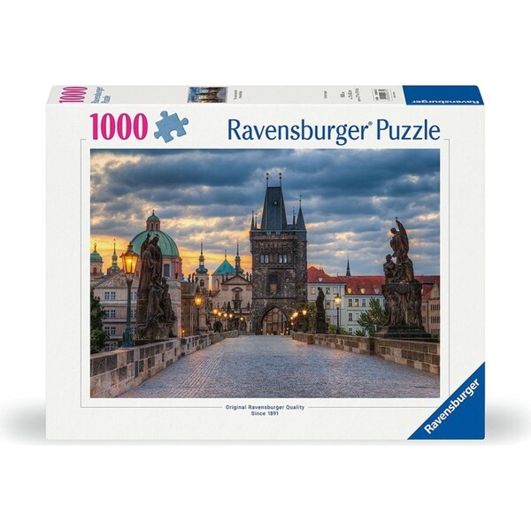 1000pc Ravensburger Charles Bridge At Dawn Family Jigsaw Puzzle Game 70x50cm