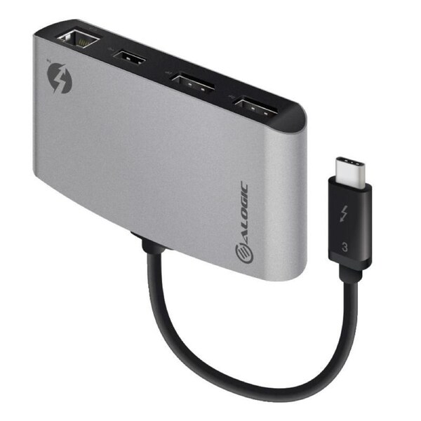 Alogic Thunderbolt 3 Dual Display Portable Docking Station With 4KSpace Grey USB Stations - TB3D2DPBL-SGR