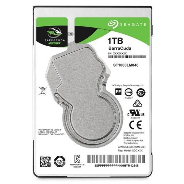 Seagate 1TB Barracuda 2.5' 7mm 5400 RPM 128MB Cache SATA 6.0Gb/s Laptop Internal Hard Drive ST1000LM048