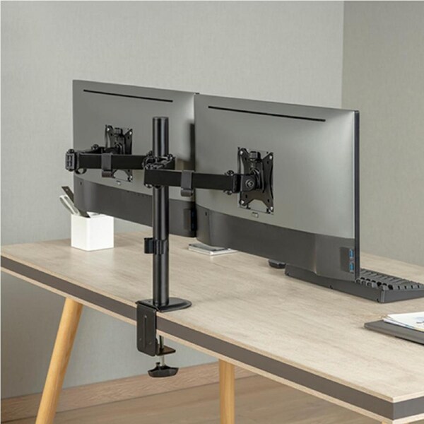 Brateck Dual-Monitor Steel Articulating Monitor Mount Fit Most 17"-32" Monitor Up to 20KG VESA 75x75,100x100 Black