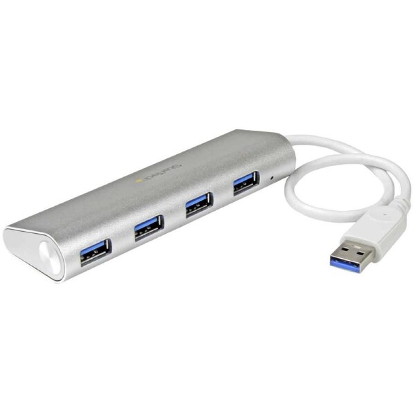 StarTech ST43004UA interface hub USB 3.2 Gen 1 (3.1 Gen 1) Type-A 5000 Mbit/s Silver, White