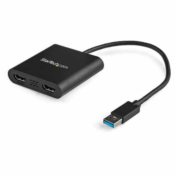 StarTech USB32HD2 USB 3.0 to Dual HDMI Adapter - 1x 4K 30Hz & 1x 1080p - External Video & Graphics Card - USB Type-A to HDMI Dual Monitor Display Adapter