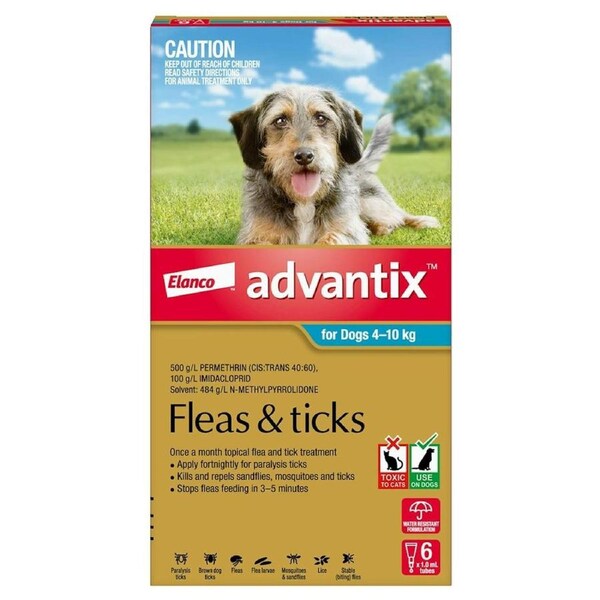 Advantix For Dogs Medium 4-10kg (Teal) 6 Pack