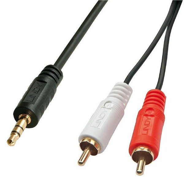 Lindy audio cable 2m 3.5mm 2 x RCA Black, Red, White