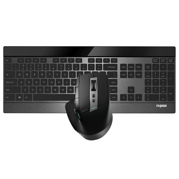 Rapoo 9900M keyboard Mouse included RF Wireless + Bluetooth QWERTY English Black