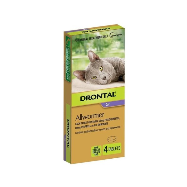 Drontal Allwormer Tablets For Cats Up To 4kg - 4 Pack