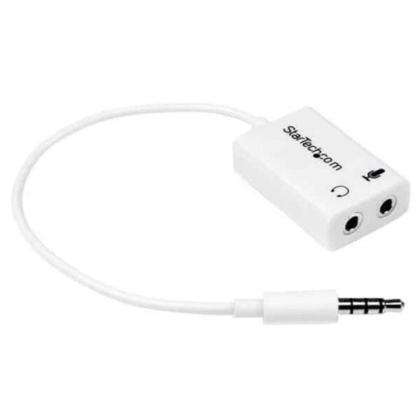 StarTech White headset adapter for headsets with separate headphone / microphone plugs - 3.5mm 4 position to 2x 3 position 3.5mm M/F