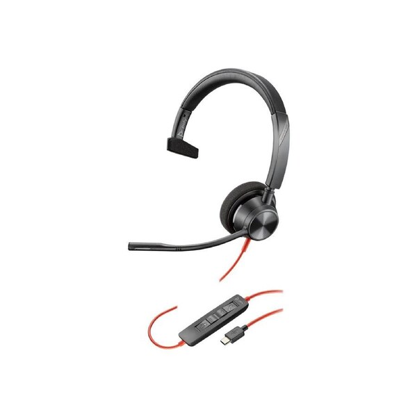HP Poly Blackwire 3310 Monaural Usb-C Headset +Usb-C/A Adapter Wired Head-Band Business/Everyday Usb Type-C Black