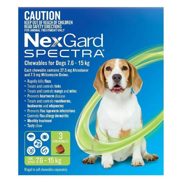 Nexgard Spectra Chews For Medium Dogs 7.6-15kg - 3pk