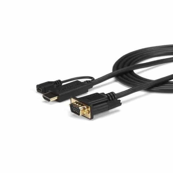 StarTech HD2VGAMM3 video cable adapter 0,9 m VGA (D-Sub) HDMI + Micro USB Black