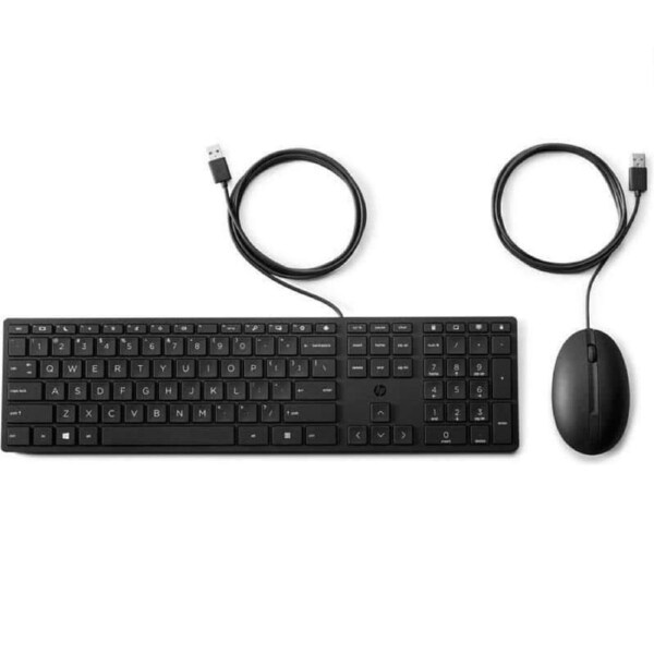 HP 320MK USB Wired Desktop Keyboard Mouse Combo Reduced-sized & Low-Profile Quiet Keys Easy Clean Plug&Play for Notebook Desktop PC ~286J4AA