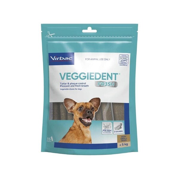 Virbac Veggiedent Fr3Sh Dental Chews For X-Small Dogs 15 Pack