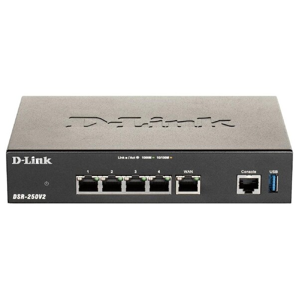 D-Link DSR-250V2 wireless router Gigabit Ethernet Black