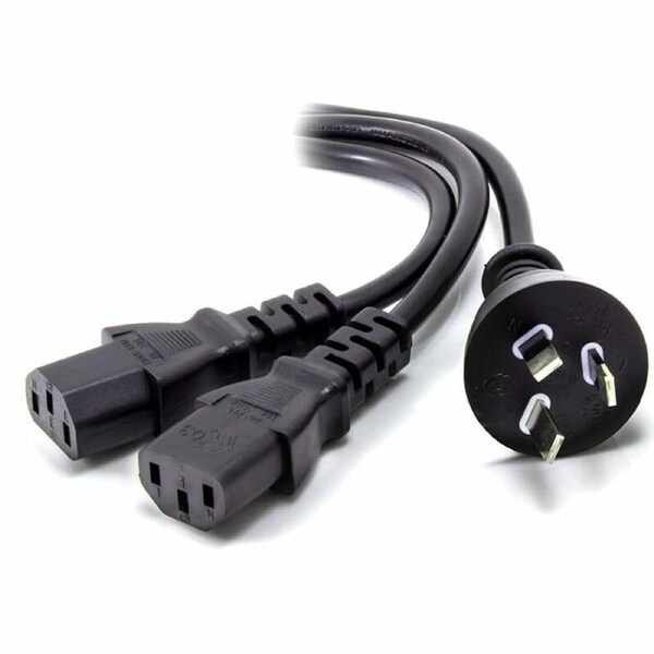 Alogic 1.5m Aus 3 Mains Plug to 2 X IEC C13 Y Splitter CableMale Female Cable Power Cables - MF-AUS3P2C13-1.5