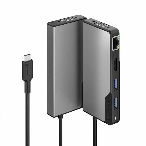 ALOGIC UCFUPRGVV2-SGR - USB-C Fusion MAX 6-in-1 Hub 1 x HDMI 4K@60Hz 1 x VGA 2 x USB-A (USB 3.0) 1 x Gigabit Ethernet 1 x USB-C (Data PD) - Space Grey