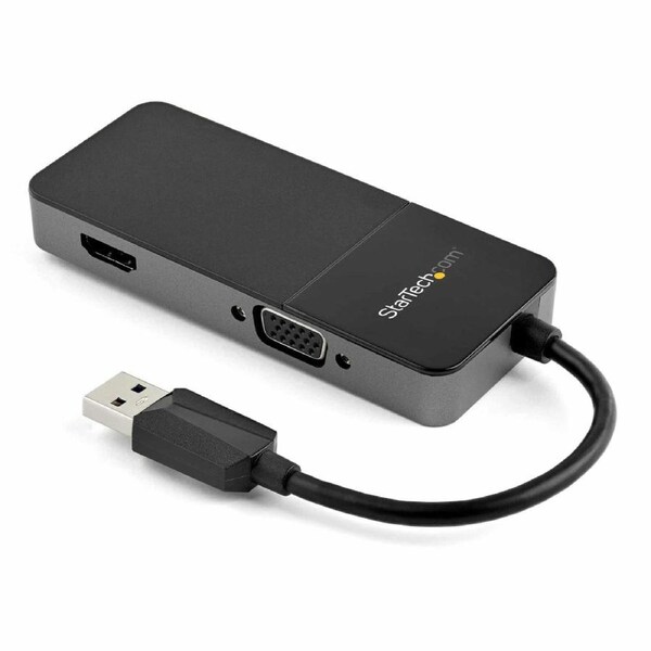 StarTech USB32HDVGA USB 3.0 to HDMI and VGA Adapter - 4K/1080p USB Type-A Dual Monitor Multiport Adapter Converter Black, Silver