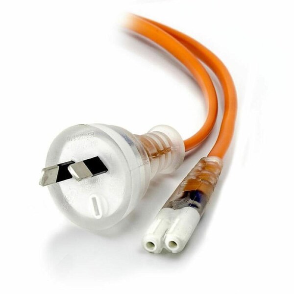 Alogic 2m Power Cord2 Pin Aus (M)IEC C7 -Medical Appliance Cord (Class2) Orange Cables - MF-AUS2PC7-02-MC