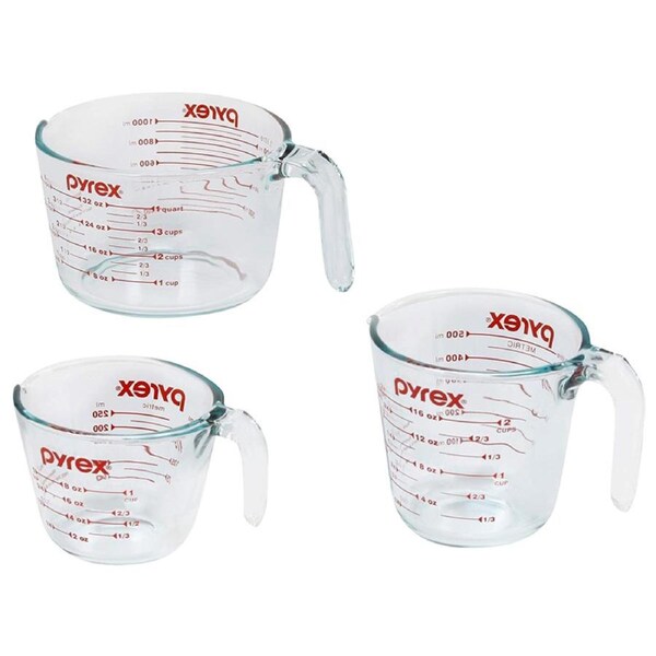 Pyrex 3 Piece Glass Measuring Jug Set