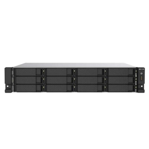 QNAP TS-1273AU-RP-8G 12-bay rackmount NAS, AMD Ryzen™ Embedded V1500B quad-core 2.2 GHz processor, 8GB DDR4 RAM (max 32GB), 3y wty (no RAIL)