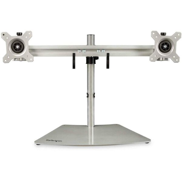 Startech Dual Monitor Stand, Up To 24", Horizontal, H/Adj, Vesa, Silver, 5Yr