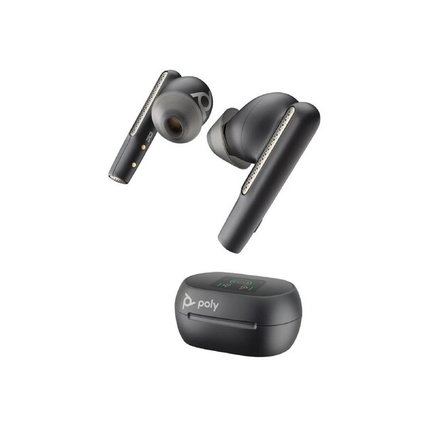 HP POLY Voyager Free 60+ UC M Carbon Black Wireless Earbuds +BT700 USB-C Adapter +Touchscreen Charge Case