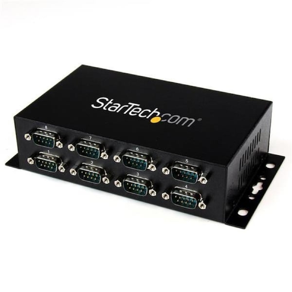 StarTech 8 Port USB to DB9 RS232 Serial Adapter Hub Industrial DIN Rail and Wall Mountable
