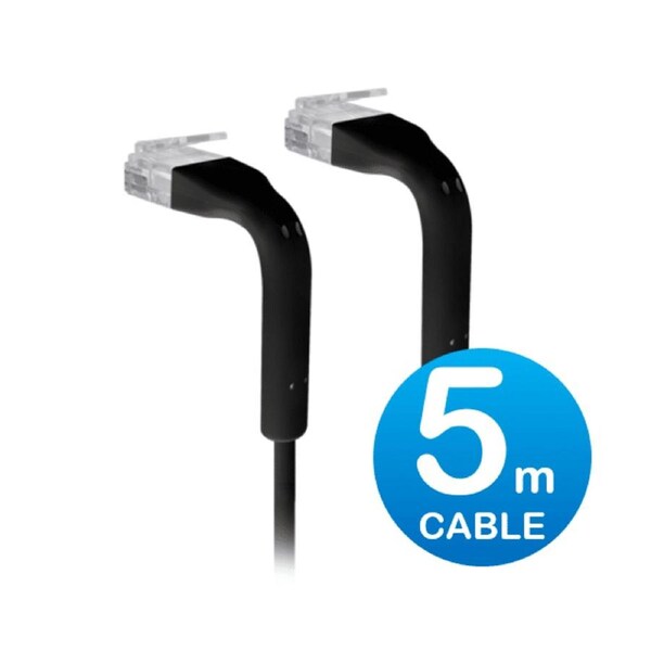 UniFi Patch Cable 5m Black, Both End Bendable to 90 Degree, RJ45 Ethernet Cable, Cat6, Ultra-Thin 3mm Diameter U-Cable-Patch-5M-RJ45-BK