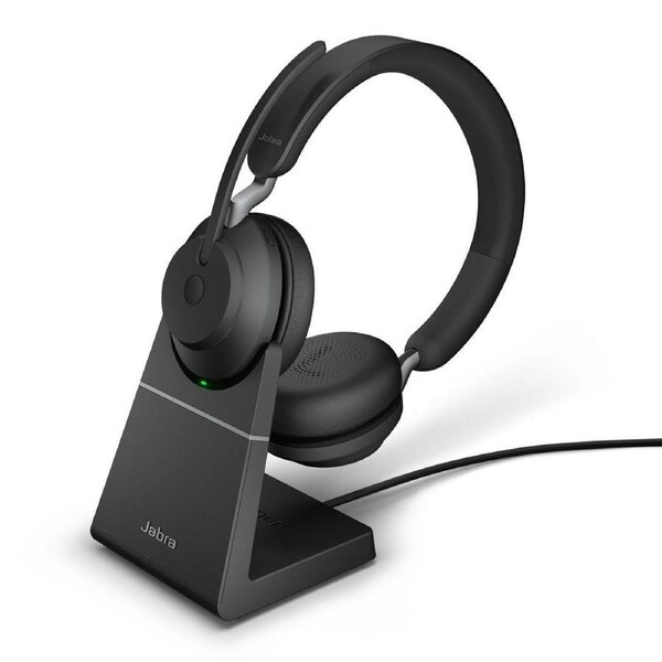 Jabra Evolve2 65 Stereo USB-C(Link380c) Wireless Bluetooth Headset, with charging stand (USB-A), certified for Microsoft Teams - Black