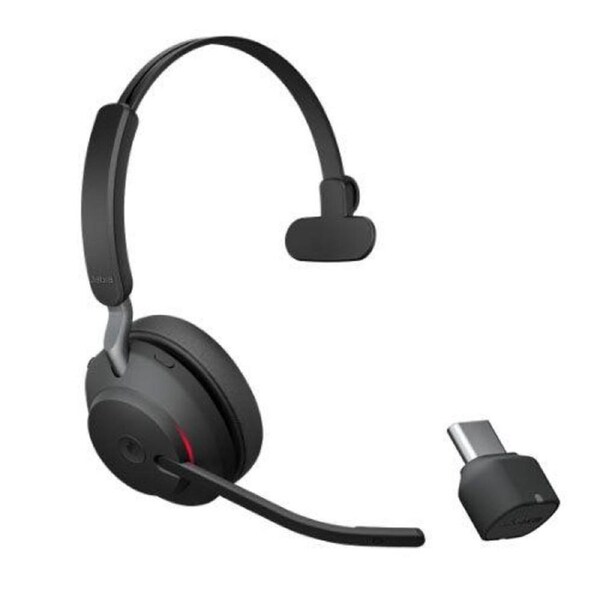 Jabra Evolve2 65 Mono USB-C(Link380c) Wireless Bluetooth Headset , Optimised for Microsoft Teams, Without Charging Stand - Black