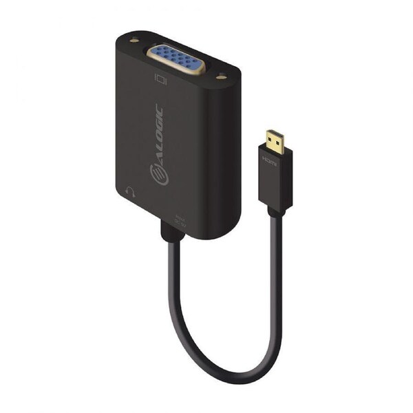 ALOGIC DMCHD-VGA-AD-ADP - 15cm Micro HDMI to VGA Adapter With 3.5mm Audio - Male to Female (Full HD -1920 X 1080)