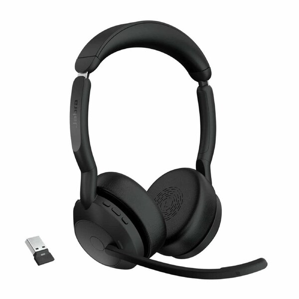 Jabra Wireless Evolve2 55 Uc Stereo Bluetooth Anc Headset, Link380a, Usb-A