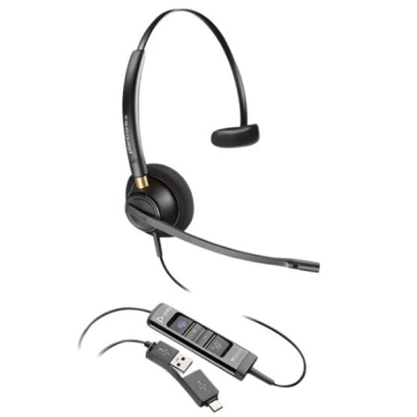 HP POLY EncorePro 515 Microsoft Teams Certified Monoaural with USB-A Headset Wired Head-band Calls/Music Black