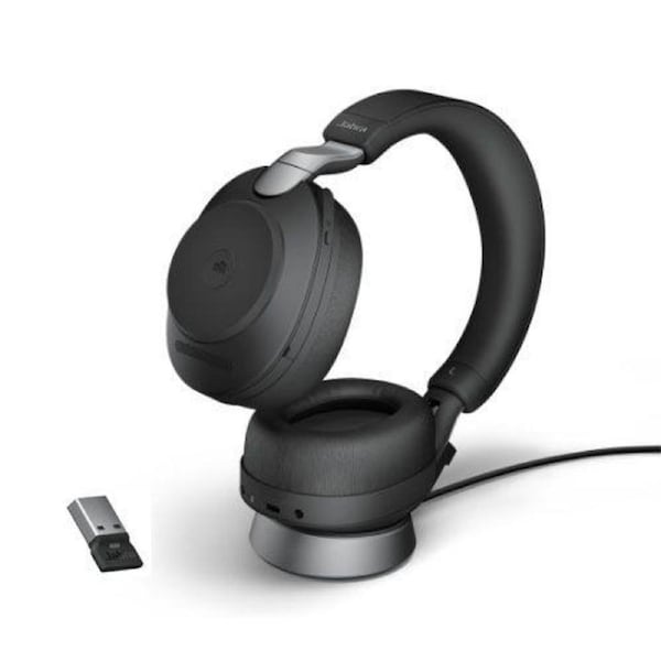 Jabra Evolve2 85 USB-A(Link380a) Stereo Bluetooth Headset, Certified for Microsoft Teams, with charging stand(USB-A) - Black
