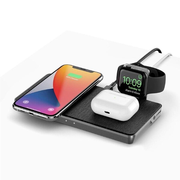 Alogic Ultra Power 3-in-1 Wireless Charging Dock for Iphone and Airpods With Apple Watch Charger Mount - UP2QC10AWM-SGR