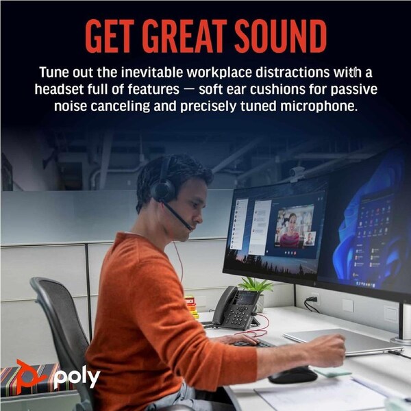 HP Poly Blackwire 5220 Stereo Usb-C Headset +3.5Mm Plug +Usb-C/A Adapter Wired Head-Band Business/Everyday Usb Type-C Black