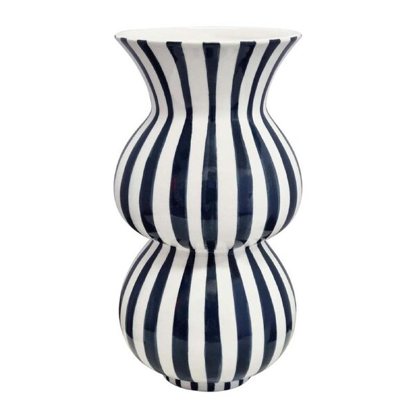 J.Elliot Home Arthur Stripe Flower Vase 15x15x28cm Navy Modern Home Decor