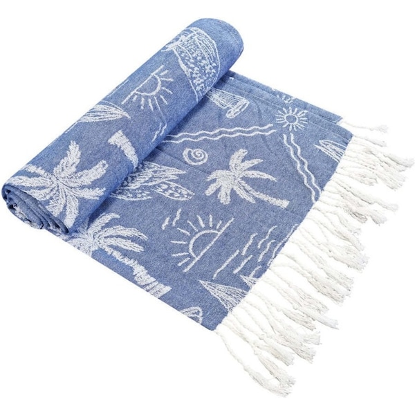 J.Elliot Home Aussie Turkish Towel 90x180cm Dusty Blue & White Home Decor