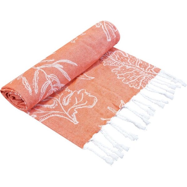 J.Elliot Home Coral Turkish Towel 90x180cm Tangerine & White Modern Home Decor