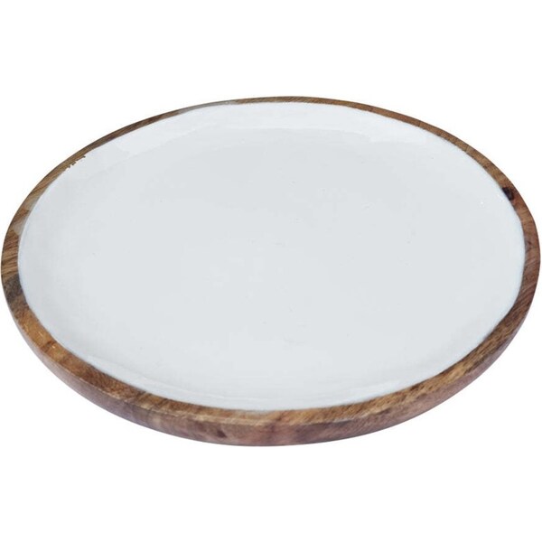 J.Elliot Home Corinne Round Serving Tray Small 26x26cm White/Natural Home Decor