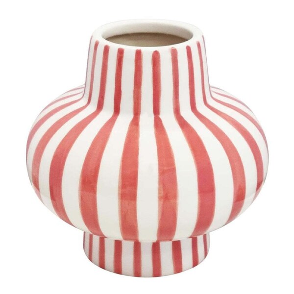 J.Elliot Home Jaimie Stripe Vase 16.5x16.5x16cm Bubblegum Modern Home Decor