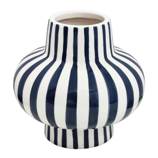 J.Elliot Home Jaimie Stripe Vase 16.5x16.5x16cm Navy Modern Home/House Decor