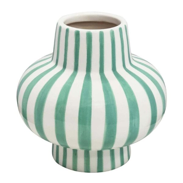 J.Elliot Home Jaimie Stripe Vase 16.5x16.5x16cm Peppermint Modern Home Decor