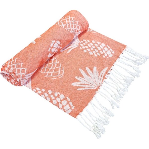 J.Elliot Home Pineapple Turkish Towel 90x180cm Tangerine & White Home Decor